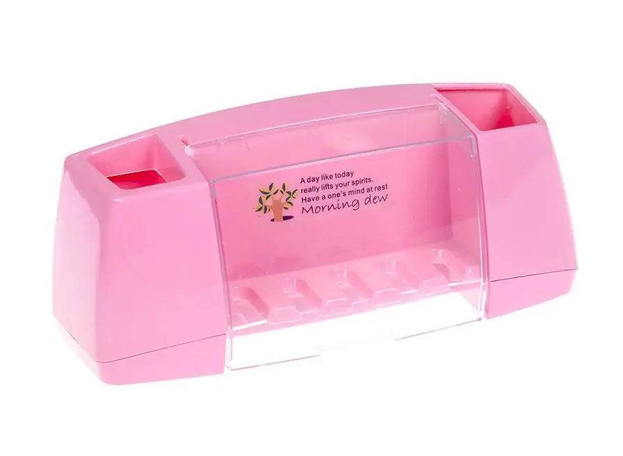 Новая пластиковая Пылезащитная зубная щетка держатель для ванной и кухни семейная настенная подставка паста тип туалетные принадлежности хранение зубной пасты никогда не падение - Цвет: Pink