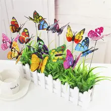 50 шт. Моделирование Бабочка стержни цветочный горшок садоводческий Бонсай Зеленый декоративные растения провода плунжеры фигурки Пластиковые ремесла