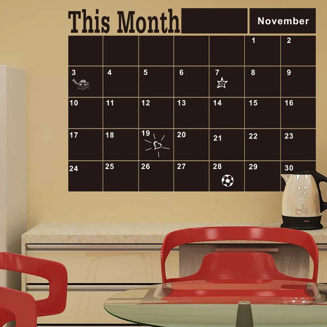 Ежемесячный Доске Доска Съемные Стены Sticke Для Vinilos Паредес Месячный План Календарь Доске DIY Home Decor