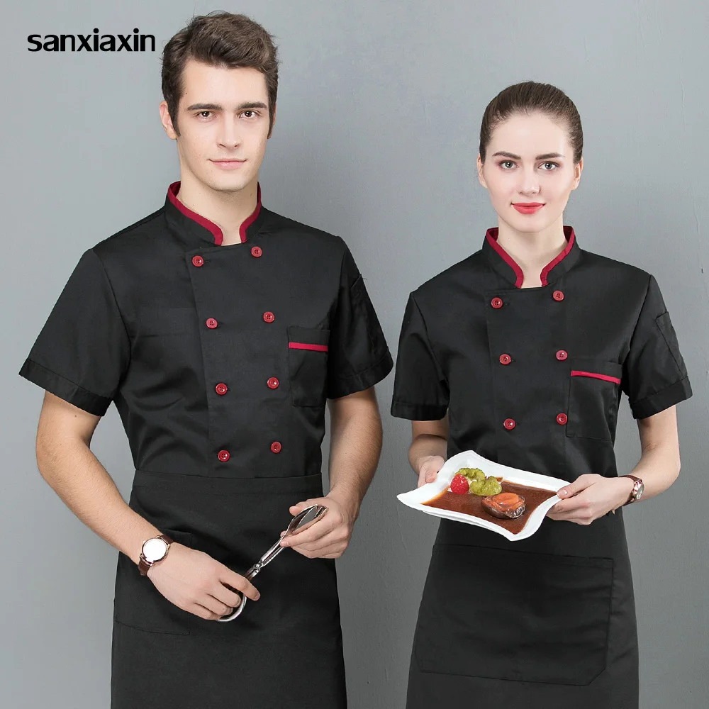 

Unisex Food Service chef uniform restaurant hotel catering bakery cotton blended cloth Chef Jackets 3 colors M-3XL waitress coat