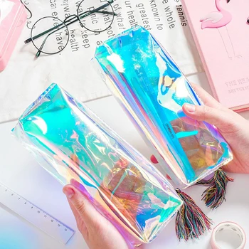 

1PCS Fashion PU Transparent Hologram Holographic Makeup Bag Iridescent Laser Makeup Case Gift For Women Girls