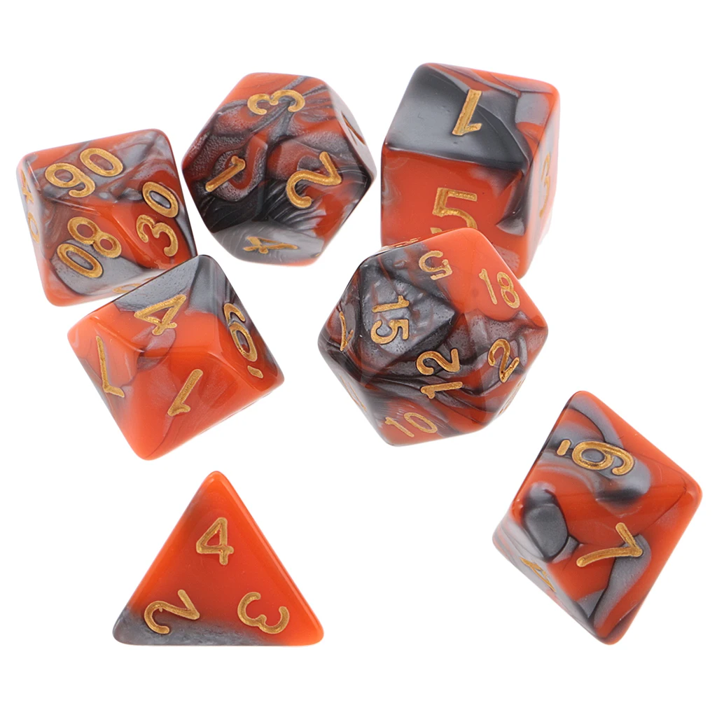 New 7PCS Two Colors Polyhedral Dice 16mm for Dungeons and Dragons Table Games Party Colorful Accessories for Board Game