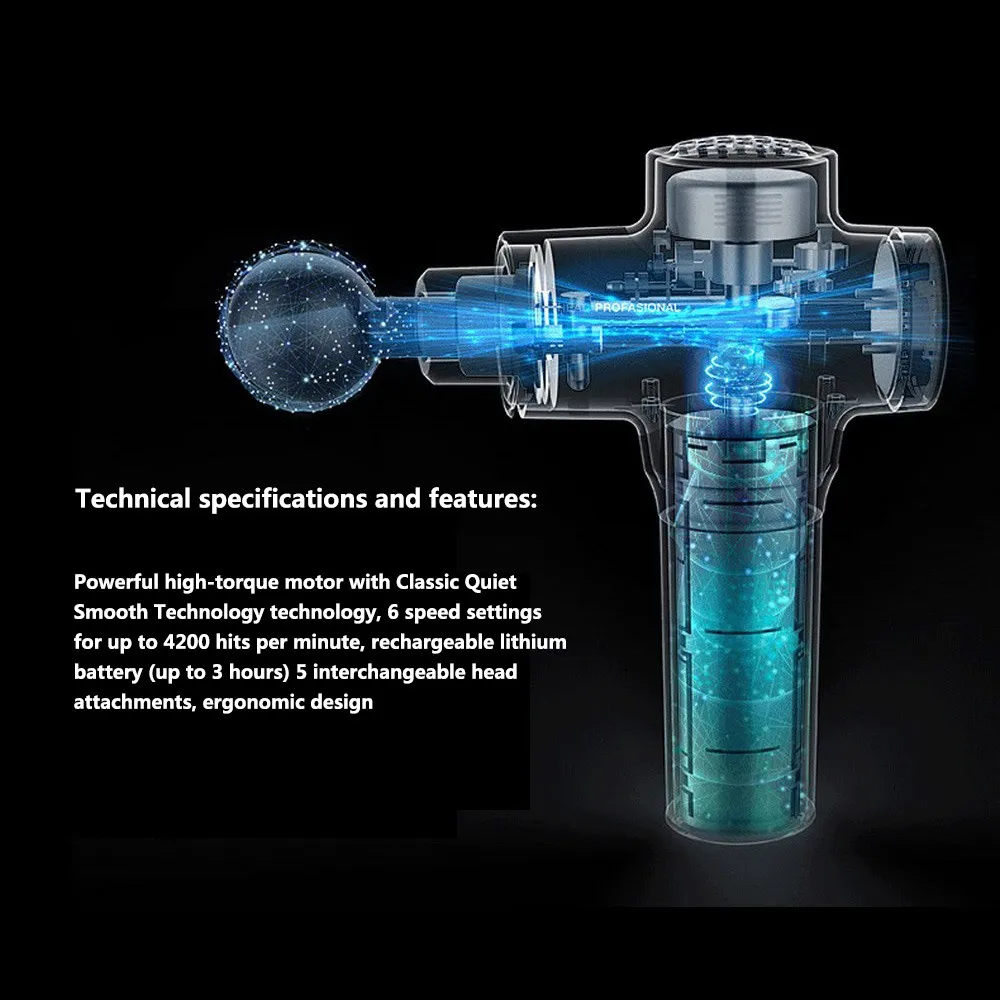 Массажный пистолет 24 в тело расслабляющий мышцы терагун массажер 6 скоростей терапия массажер пистолеты профессиональные тела электрические вибрационные инструменты