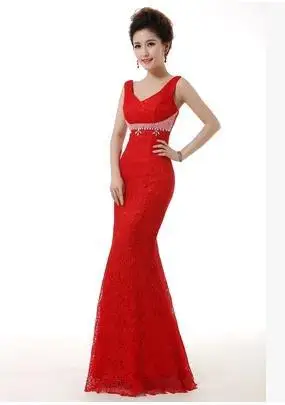 Длинное вечернее платье без рукавов MJ360 vestidos de festa robe de soiree - Цвет: RED