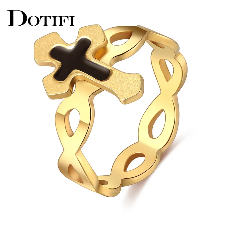 DOTIFI 316L кольца из нержавеющей стали для женщин полые крест обручальное кольцо ювелирные изделия