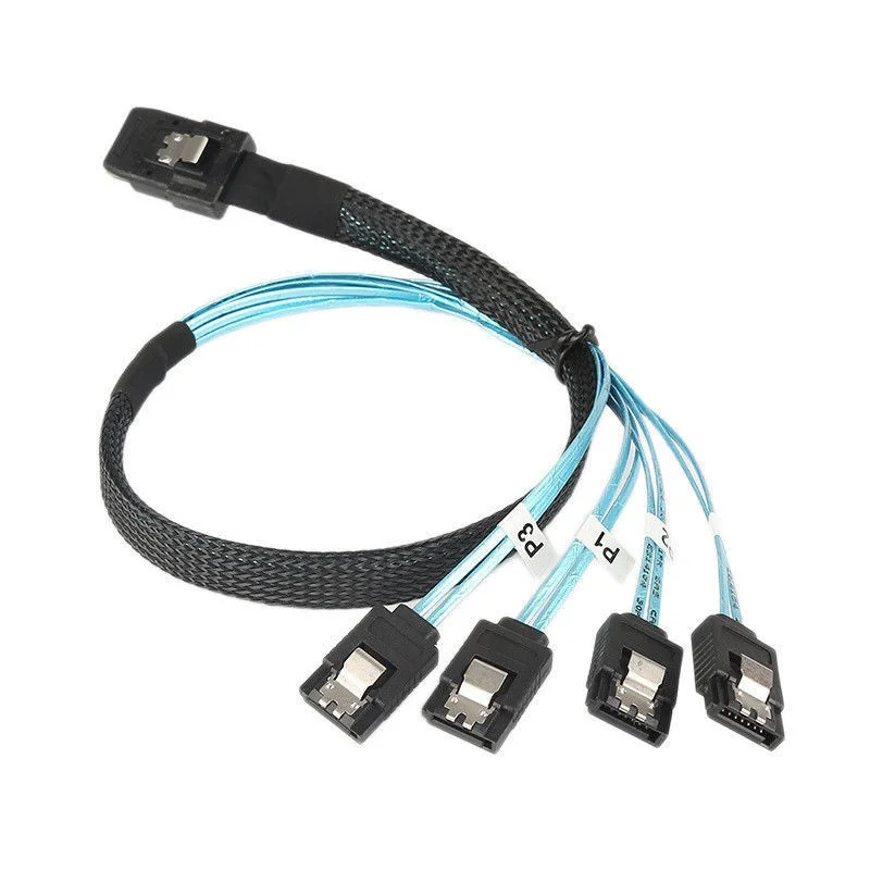 Mini SAS 4i SFF-8643 36 Pin to 4 SATA 7-PIN HD Splitter Breakout Cable Blue V2 для ПК компьютера