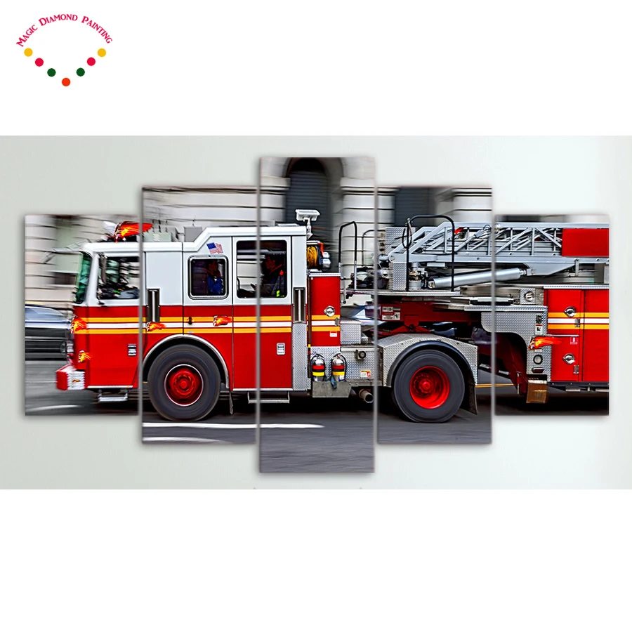 5d Diy 5 Adet Elmas Cizim Yuvarlak Kare Elmas Boyama Itfaiye Araci