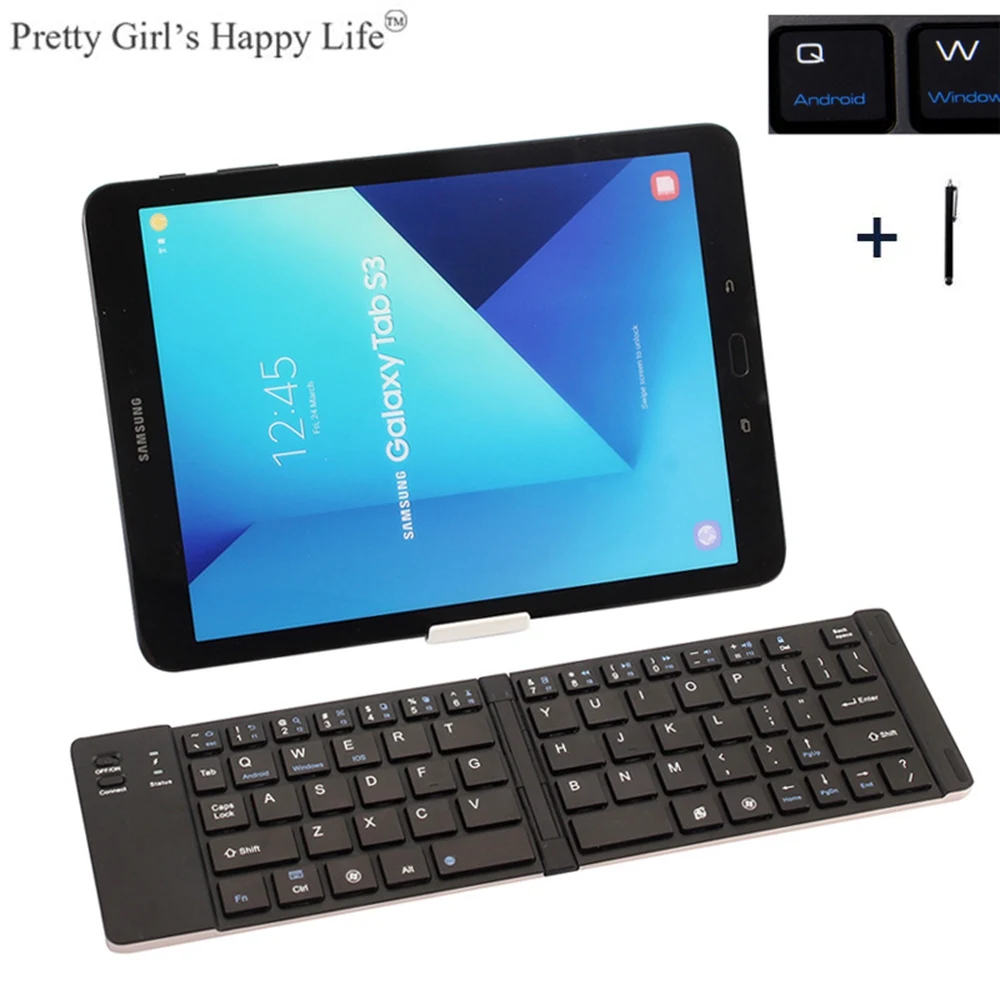 

Universal Keyboard for Tablet Cell Phones Wireless Bluetooth Keyboard For Apple/Microsoft/Android Phones With Stand Case+Stylus