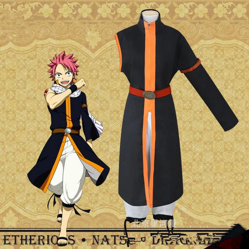 Anime Fairy Tail Natsu Dragneel Cosplay Costumes Uniform Pants Cloak