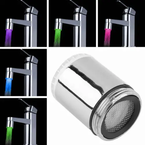 

Glow Shower LED Faucet Temperature Sensor Light RGB 3 Color Water Kitchen Tap WX