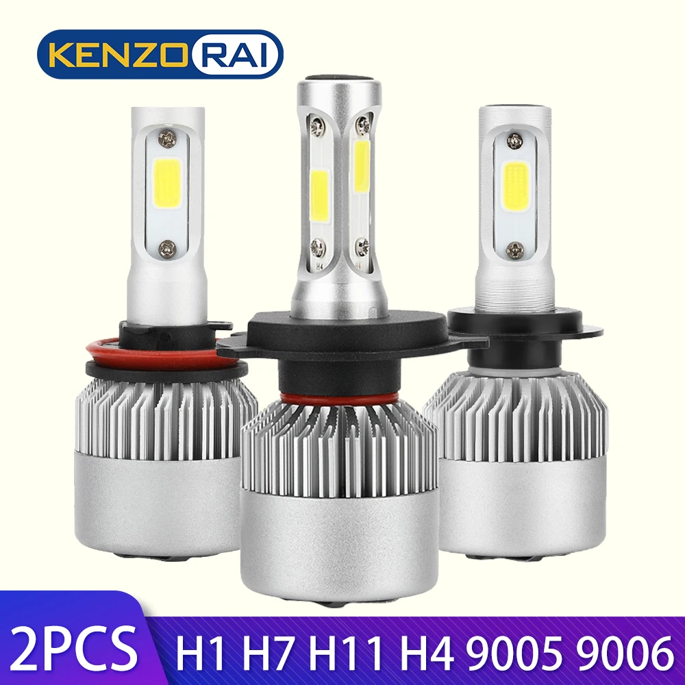 

2pcs Car LED Headlight S2 H4 H7 H11 H13 Hi/Lo H3 H1 880 9004 9005 9006 9007 HB4 6000K 4000LM 12V Auto Headlight White light