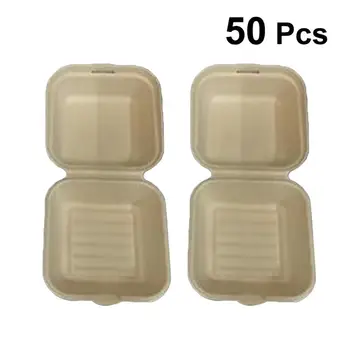

50 Pcs Packing Boxes Disposable Pulp High Grade Take Out Boxes Fruit Boxes Carry Out Containers for Fruit Sushi Food