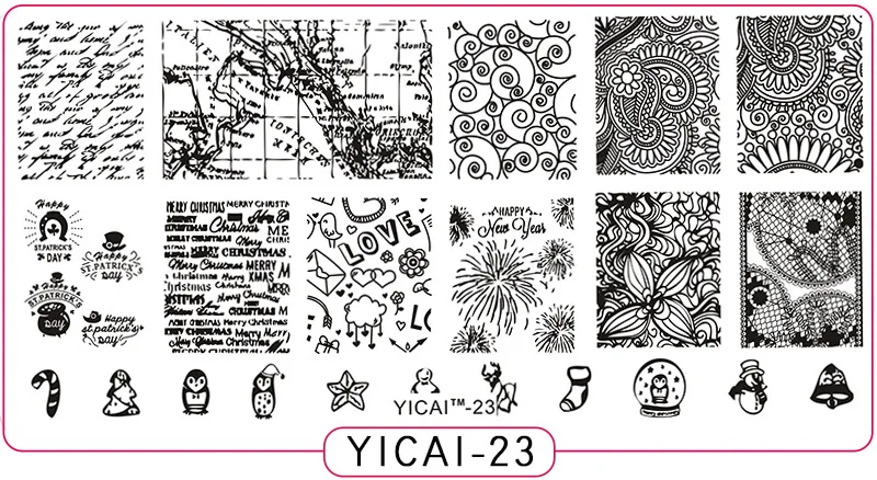 Пластины для стемпинга ногтей yicai, spv, dieshan, штамповочные лаковые пластины для рукоделия, маникюрные шаблоны, трафареты, инструменты для полировки, 1 шт - Цвет: yicai23