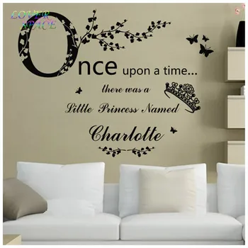 

Custom Personalised Princess Name Wall Stickers Vinyl Decals Nursery Vinilos Infantiles Wall Stickers for Kids Rooms 135X70CM