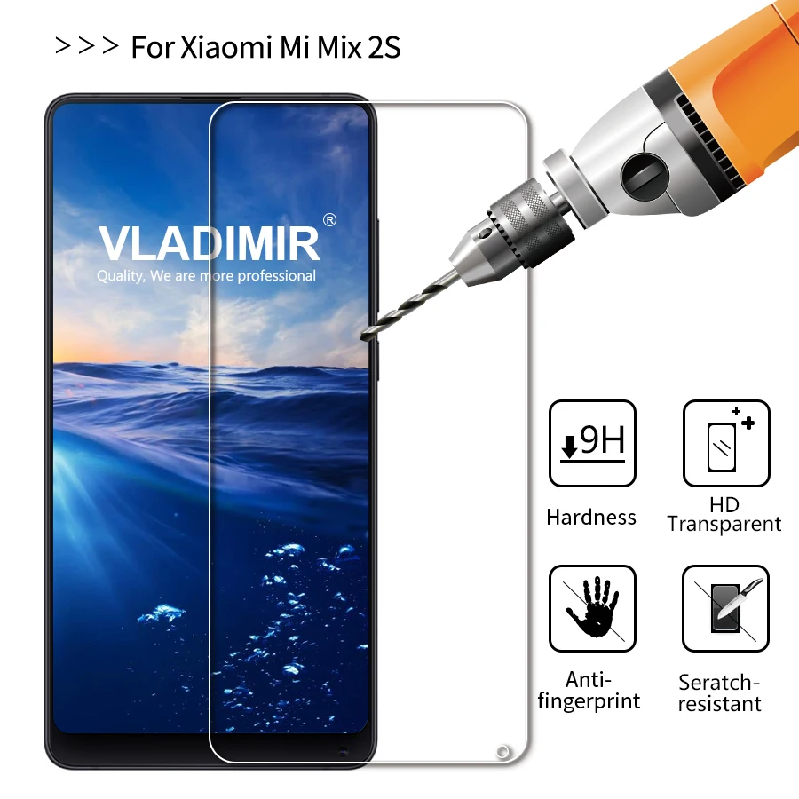 Vladimir 9H 2.5D Not Full Cover Tempered Glass for Xiaomi Mi Mix 2s Screen Protector 2S Protective Film | Мобильные телефоны и