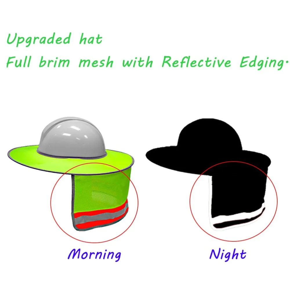Твердая шляпа солнцезащитный щит, полная шляпа с защитной сеткой шеи Защита от тени высокой видимости, светоотражающая(твердая шляпа в комплект не входит