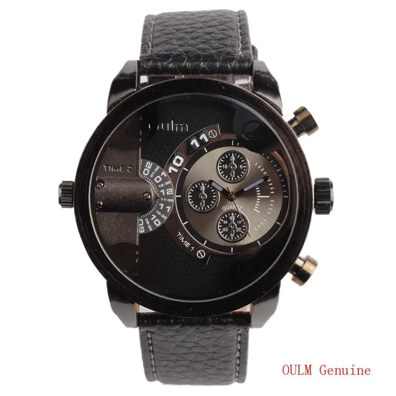5 см большой циферблат для большого запястья дизайн бренд OULM 3130 Мужские часы с кожаным ремешком Montre homme Marque мужские relogio masculino оригинальные