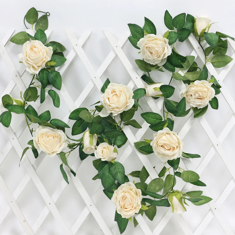 JAROWN Artificial 2m Multi Flower High Quality Rose Vine Fake Flower European Rose Home Wall Hanging Rattan Wedding Decor Flores (54)
