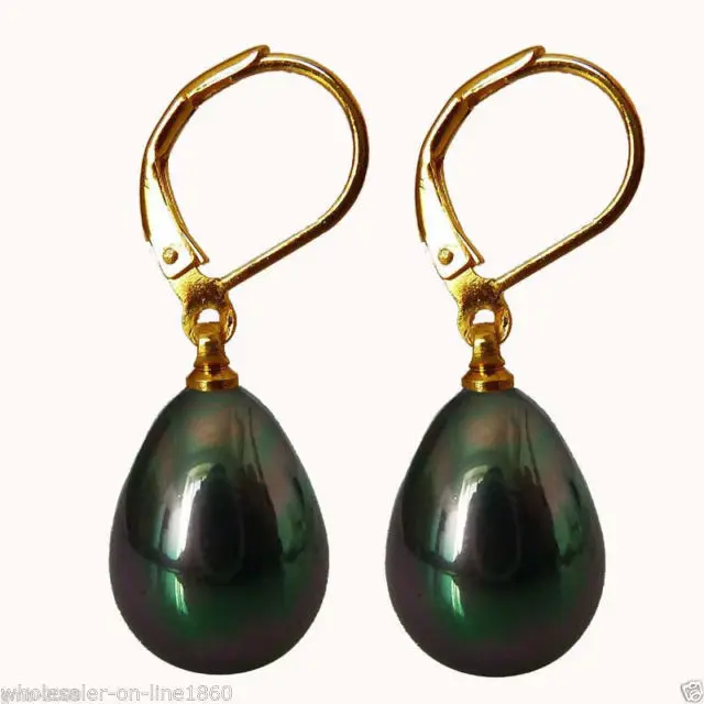 

top quality natural tahitian peacock green pearl earrings silver jewelry brinco wedding earrings boucle earring