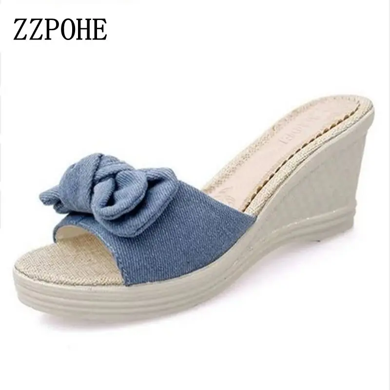 melhor ZZPOHE Verão Mulheres Chinelos Moda Chinelos De Salto Alto chinelos de praia chinelos Femininos Confortáveis casual mulher Sexy Plus Size