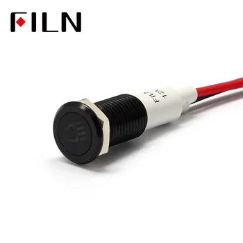 

FILN 10mm Car dashboard headlamp symbol led red yellow white blue green 12v led indicator light with 20cm cable