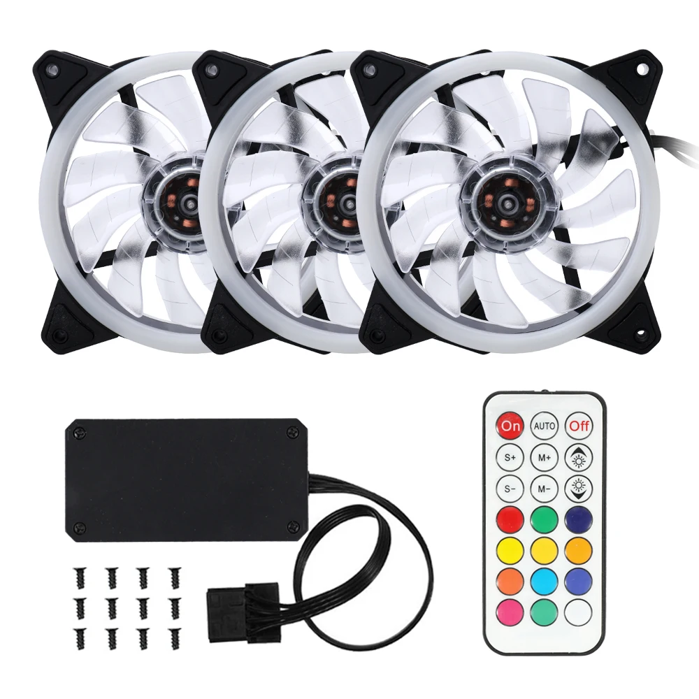 

Computer Case CPU Cooler Cooling Fans PC Cooling Fan Adjustable RGB LED Light Fan Cooler for CPU with Remote Control 3 /6 /8 pcs