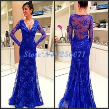 Exquisite V-ausschnitt Appliques Nixe Abendkleider Lange Elegante Abendkleid Chic robe de soiree vestido de festa Abendkleid