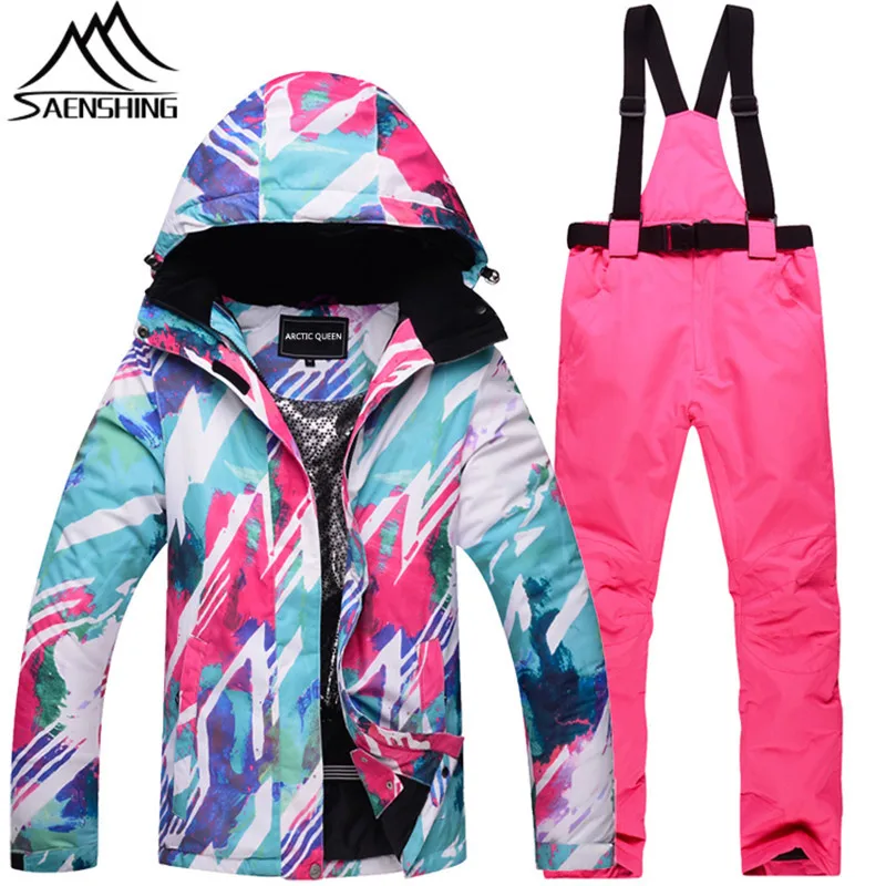 SAENSHING Ski Suit Women Winter Ski Jacket + Snow Pants Outdoor