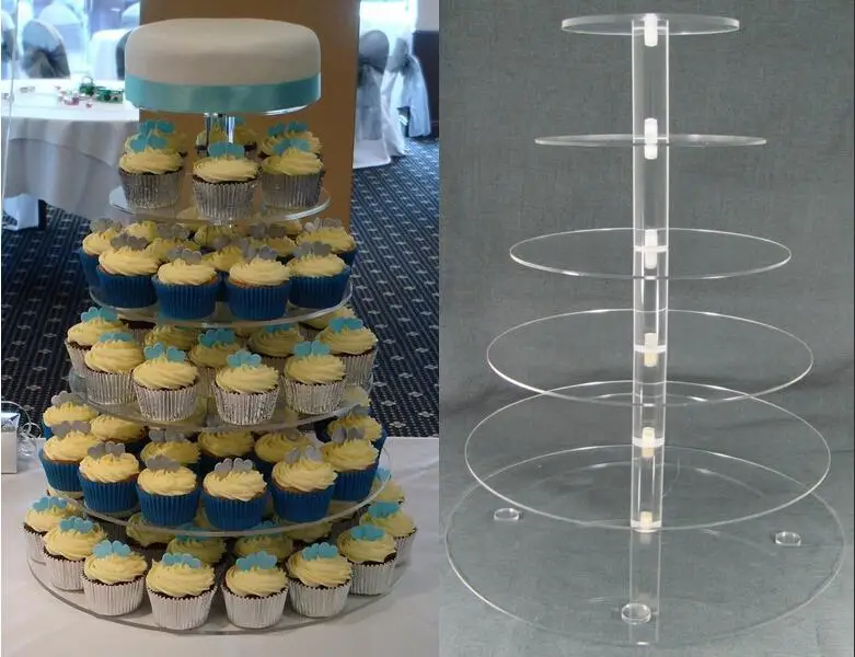 Hot selling 6 Tier Round Acrylic Cake Stand For Wedding Perspex Display