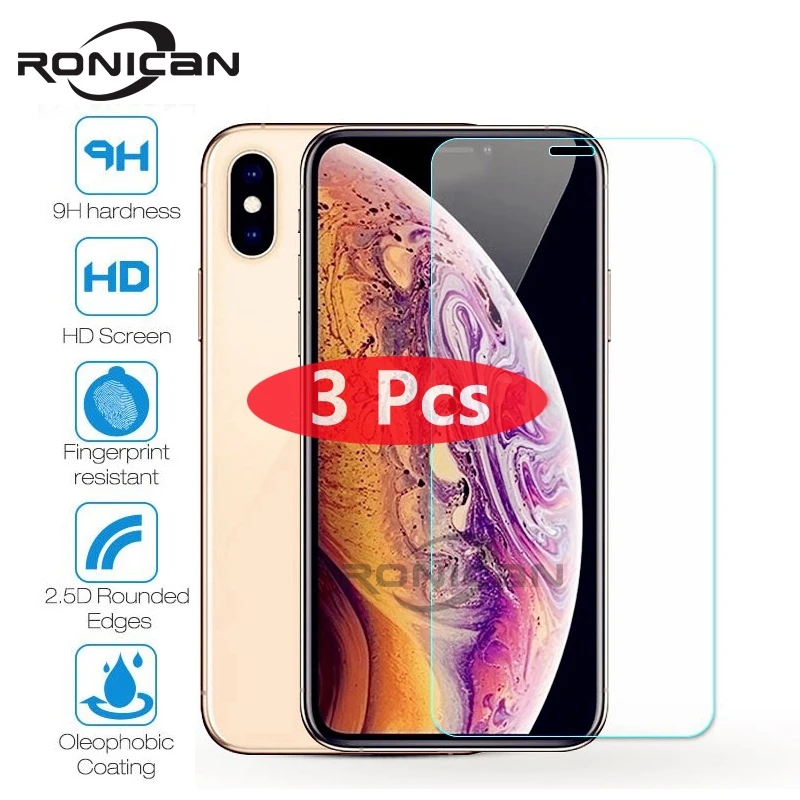 

3Pcs 9H Tempered Glass For iPhone XS MAX XR X 4 4s 5 5s SE Screen Protective Film For iPhone 6 6s 7 8 Plus Glass Protector Case