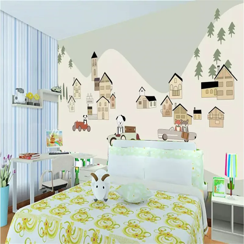 Cartoon animal park children's room background wall professional production mural wallpaper wholesale custom photo wall Cartoon animal park children's room background wall professional production mural wallpaper wholesale custom photo wall