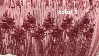 

New design african lace fabric yaking-51515 glued glitter sequins French tulle lace fabric