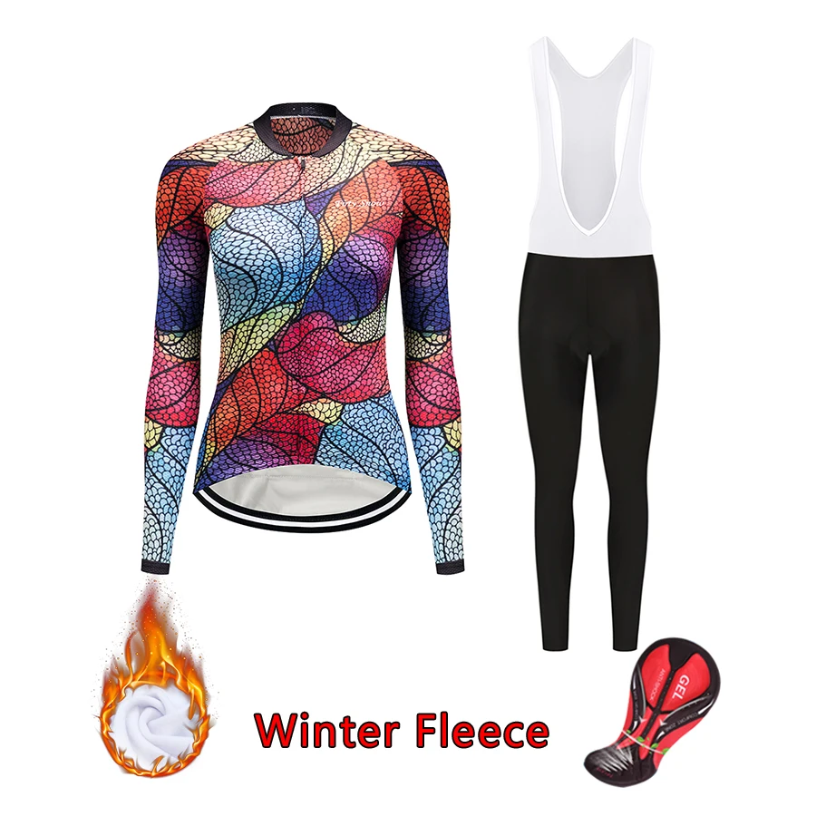 

Cycling jersey set female winter thermal fleece bicycle clothing long pro team mtb road bike clothes for women suit wear dress