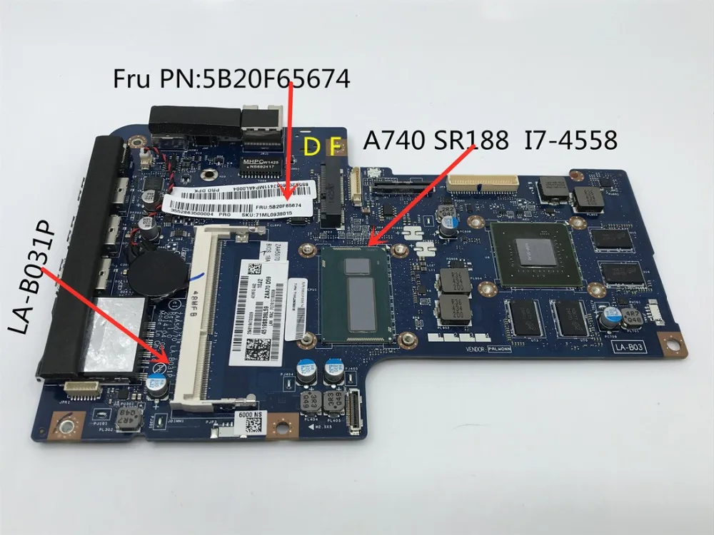

FRU/PN:5B20F65674 motherboard For Lenovo A740 Laptop Motherboardwith CPU SR188 I7-4558 REV:2.0 LA-B031P Full Tested