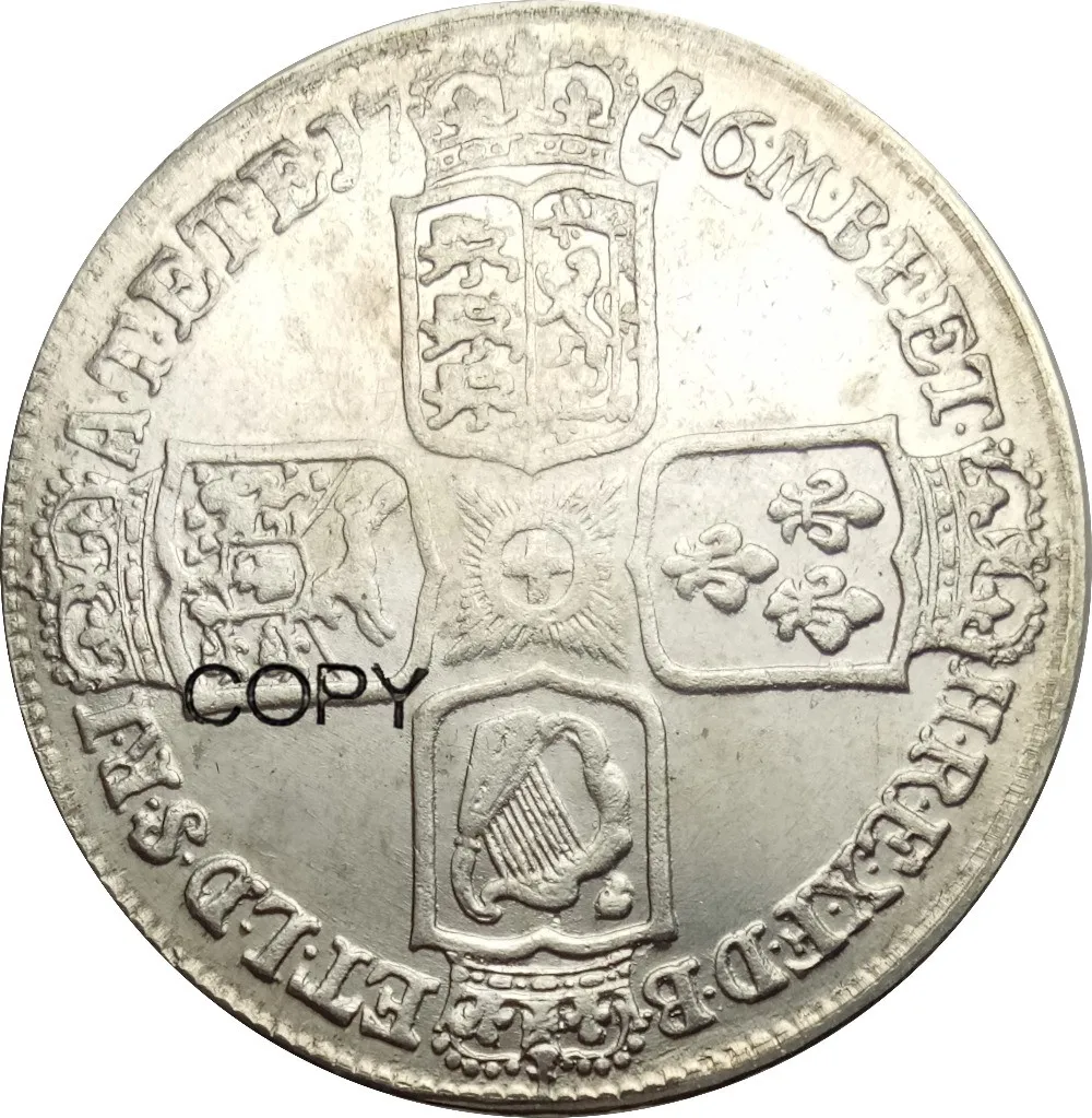 

Great Britain 1 Crown George II 1746 Brass Plated Silver Copy Coins Can Choose The Different Colors