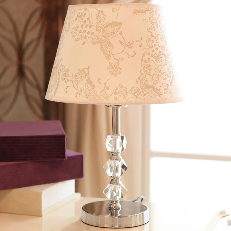

TUDA 21X46cm Free Shipping Fashion Design Crystal Table Lamp Modern Style Table Lamp High Grade Cloth Lampshade Table Lamp E27