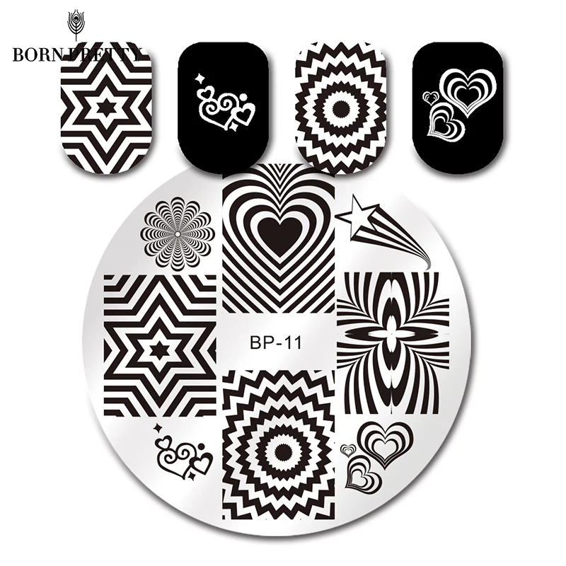 

BORN PRETTY Radiating Patterns Nail Art Stamp Template Image Plate Nail Stamping Plates BP11