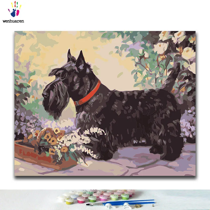 

DIY Coloring paint by numbers puppy paintings by numbers with kits 40x50 framed