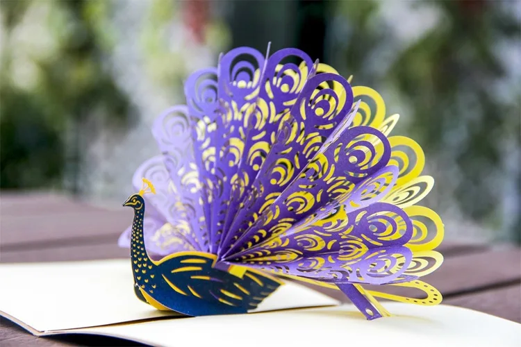 FANLUS Peacock Pop up Birthday Card for Wife Husband Kids Day Card and Envelopes Handmade 3D Anniversary Wedding Card Graduation (6)