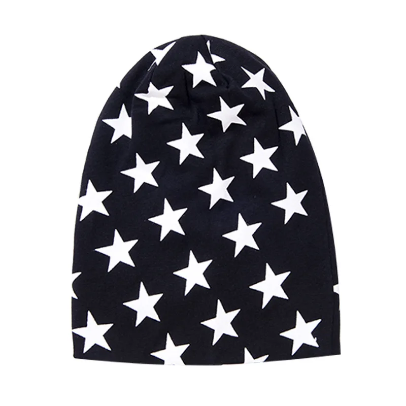 Новая детская шапка в стиле хип-хоп для уличных танцев, детская шапка со звездами, шарф, шапка для мальчиков и девочек, осенне-зимняя вязаная шапка для малышей - Цвет: black full star