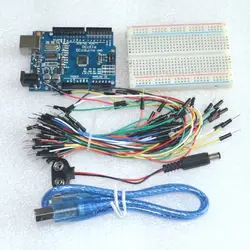 Starter Kit для Arduino Uno R3-Комплект 5 предметов: Uno R3, макет, перемычек, кабель USB и 9 В Батарея разъем
