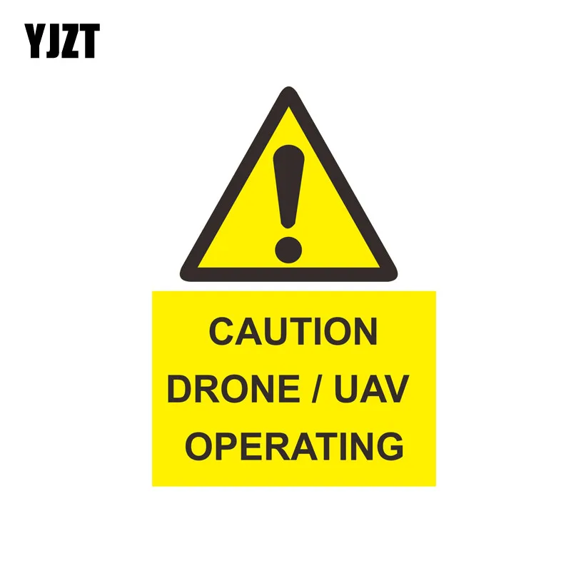 

YJZT 12.7CM*18CM Danger Caution Drone / UAV Operating Car Sticker Personality PVC Decal 12-0387