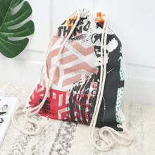 

Miyahouse Large Capacity Backpack For Female Print Design Rucksack With Drawstring Canvas Material Fashion Backpack For Women
