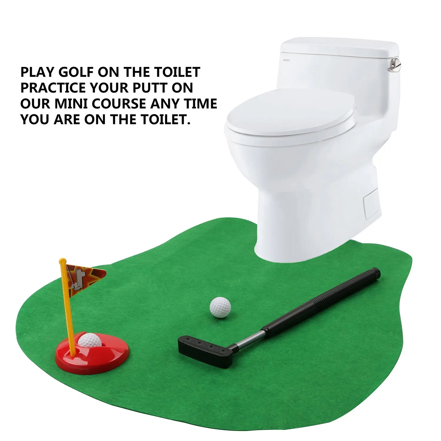 

Toilet Free Time Gadget Golf Putter Bathroom Practice Toilet Commode Stool Mat Set Gift for Boyfriend Bath Room Set Dropshipping
