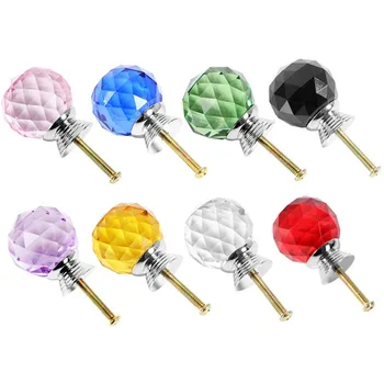 30mm Diamond Shape Design Crystal Glass Cupboard Pulls Drawer Knobs Kitchen Cabinet Door Wardrobe Handles Hardware Furniture