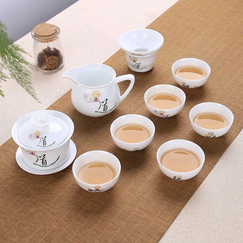 9 шт. китайский чайный сервиз Gaiwan голубой и белый фарфор Чайный набор кунг-фу Супница керамическая чашка для чая чайная чашка и блюдце мастер чашки - Цвет: see chart