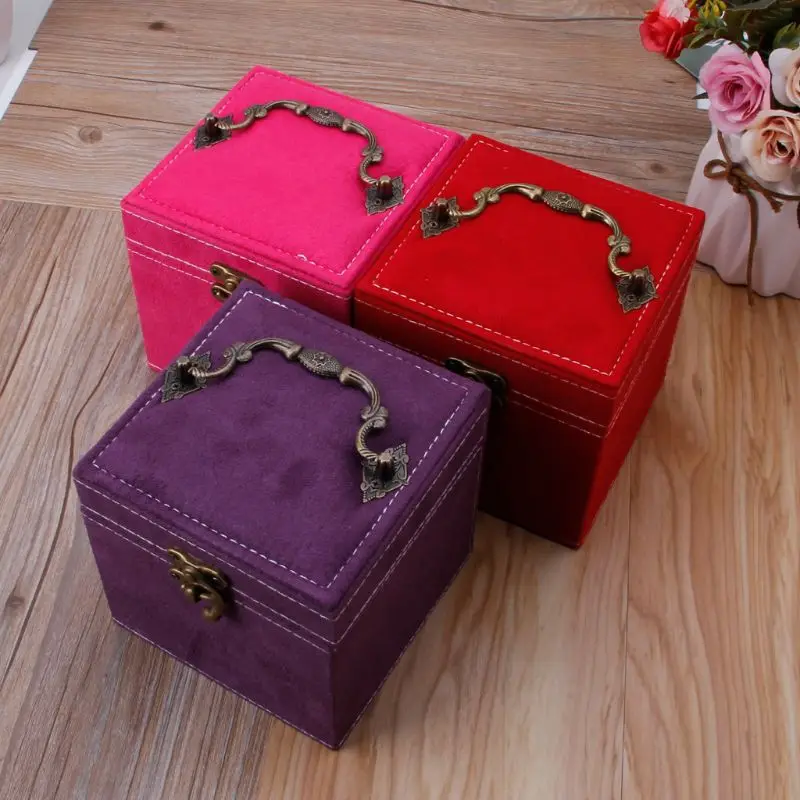 Portable Three Layer Jewelry Box Earrings Ring Bracelet Storage Hand-Held Boxes