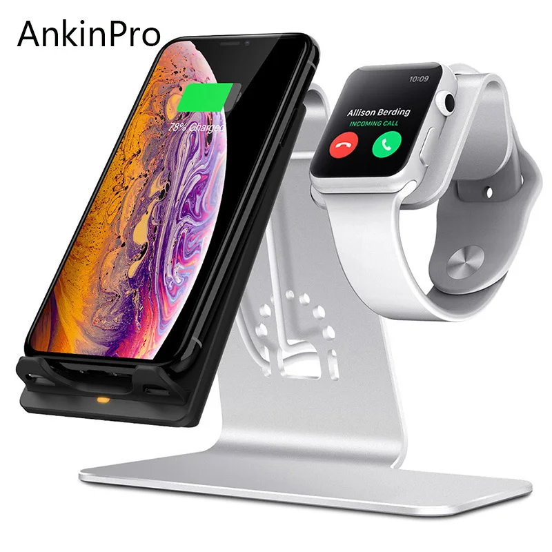 

AnkinPro QI Wireless Charger Fast Charging for Samsung Apple Watch iPhone 8 X Mobile Phone Stand Quick Charge 2.0 3.0