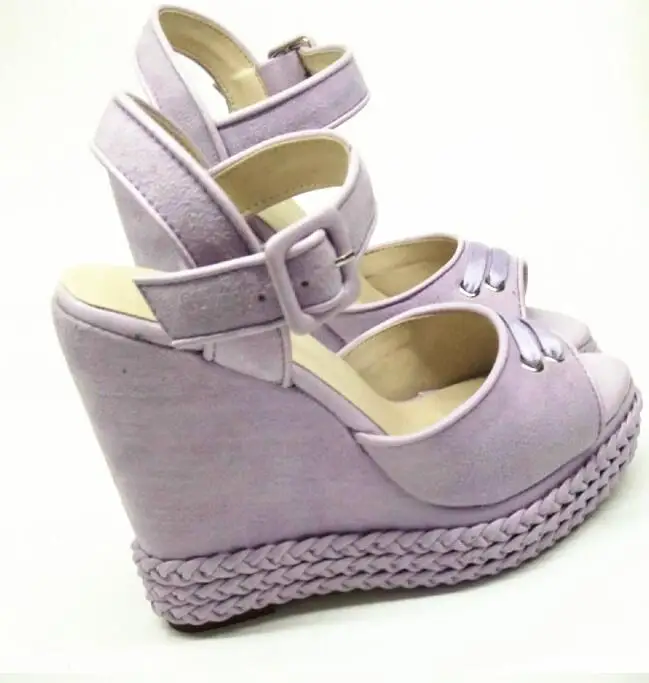 

New Fashion Sexy Peep Toe Rope Briaded Platform Wedge Sandal for Woman 2019 Super High Buckle Strap Gladiator Sandal