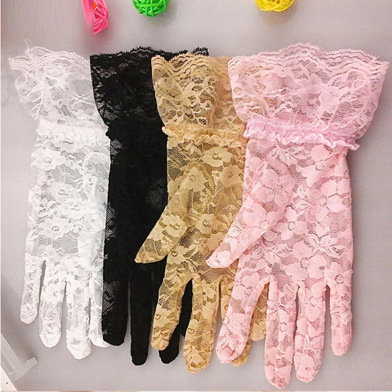 

High Quality Lace Hollow-Out Gloves Delicate Jacquard Pattern Solid Color 2019 Hot saleLace Gloves Sun Protection Accessories